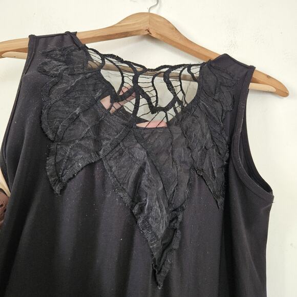 Vtg Cowl Back Mesh Back Top Womens M Black Whimsigoth Witchy Boho 90s Y2K - Picture 4 of 7